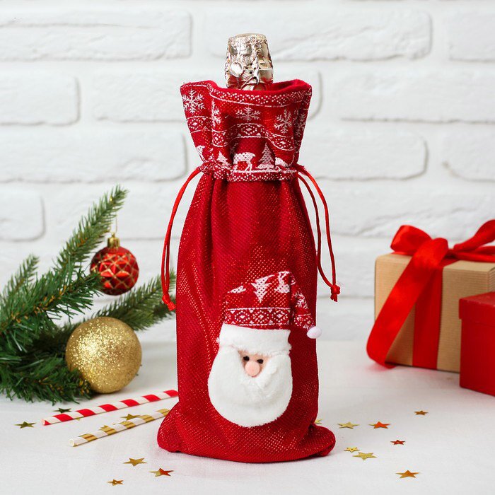 Мешок для бутылки - Дед Мороз на завязках - 0